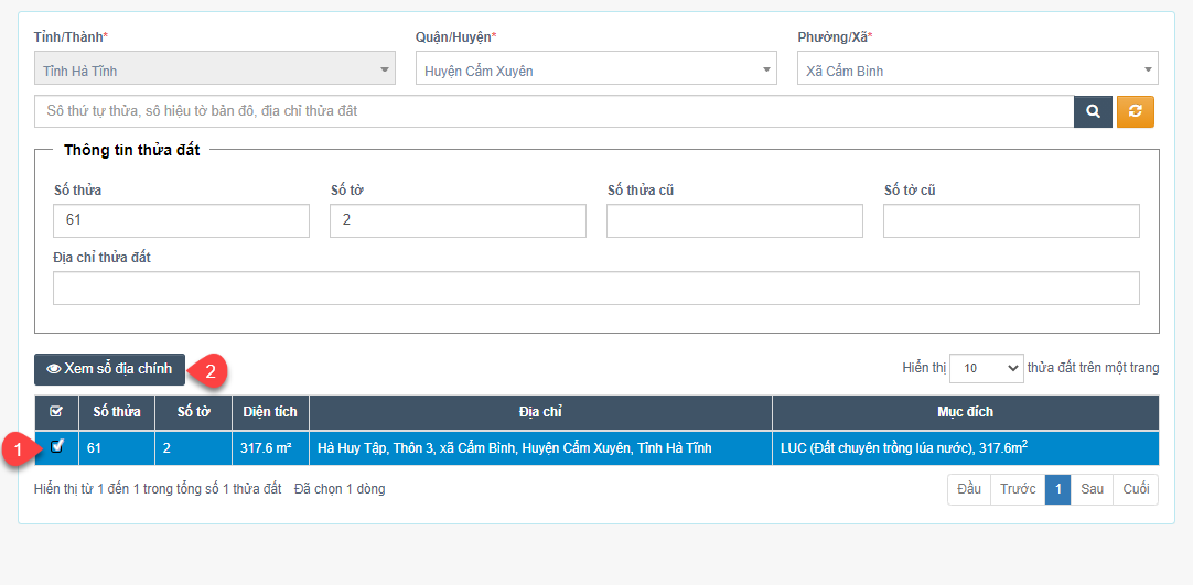 Xem sổ địa chính Xem sổ địa chính