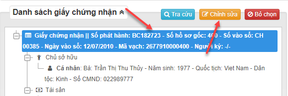 Chỉnh sửa thông tin giấy chứng nhận Chỉnh sửa thông tin giấy chứng nhận