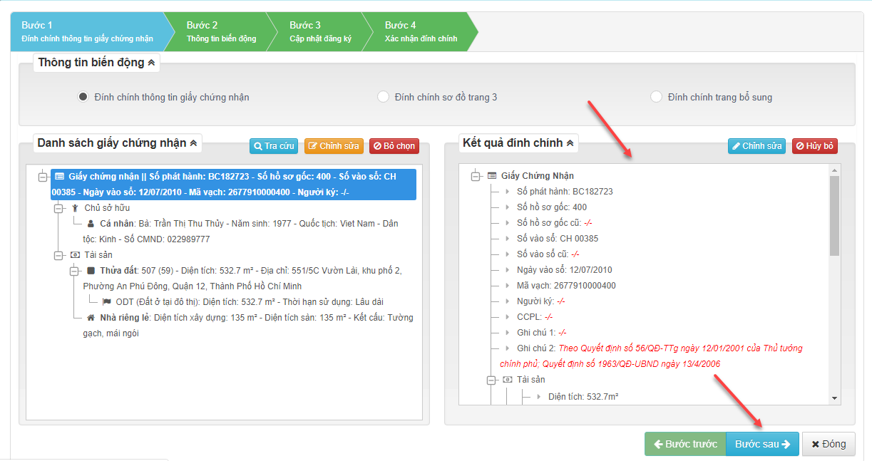 Kết quả đính chính Kết quả đính chính