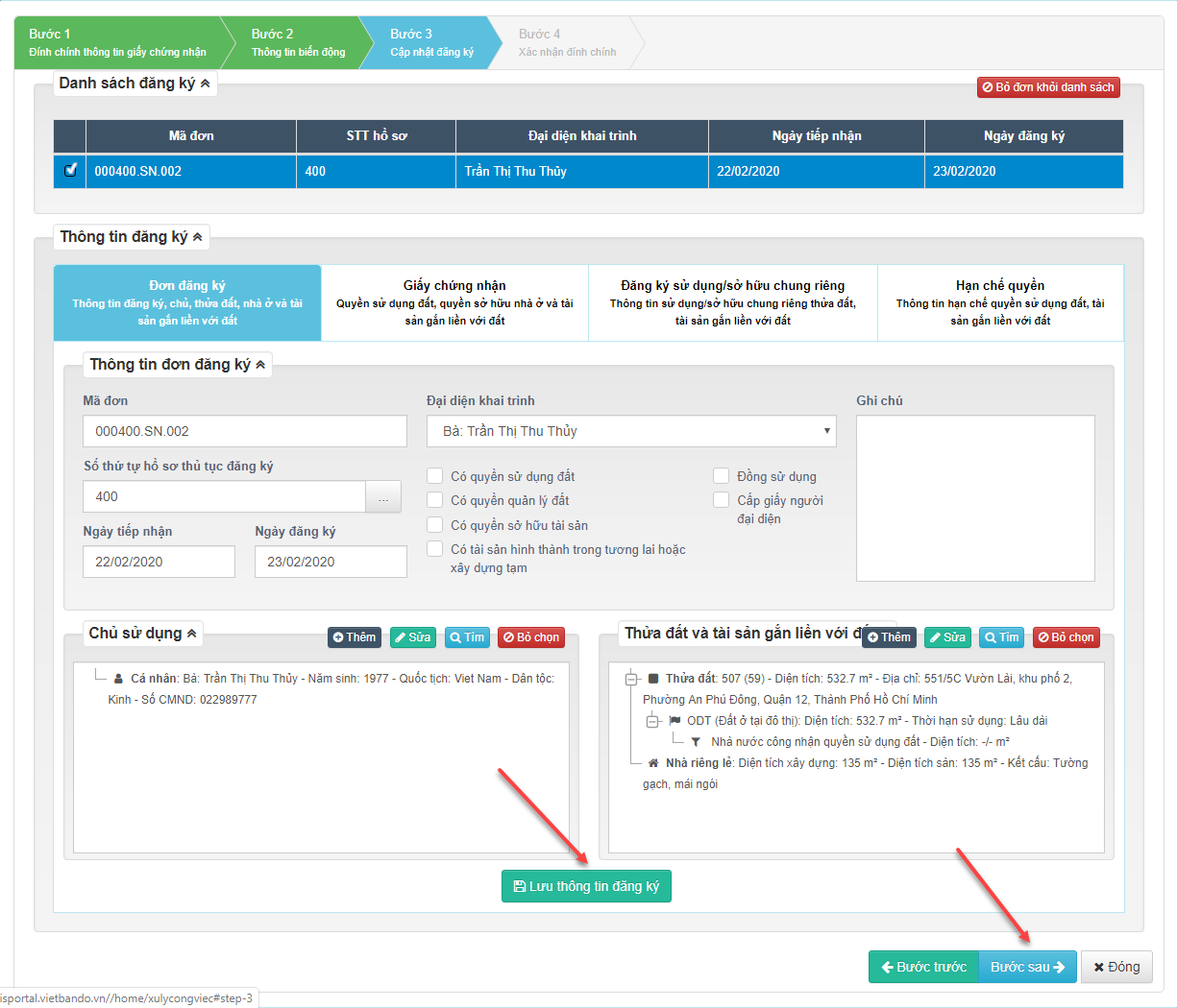 Cập nhật đăng ký Cập nhật đăng ký