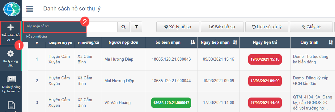 Tiếp nhận hồ sơ