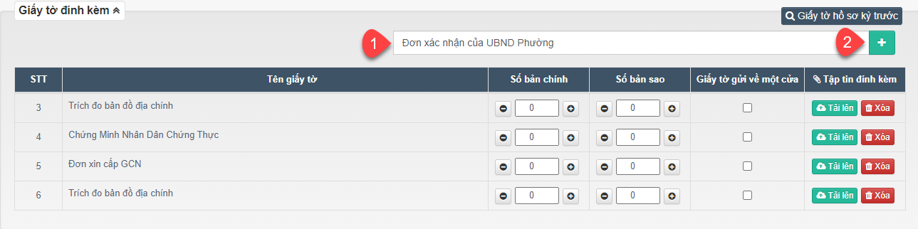 Giấy tờ đính kèm